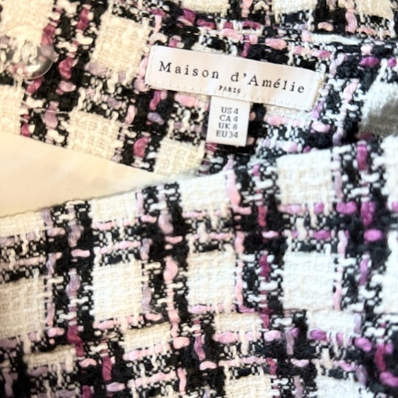 Maison d’Amelie tweed mini skirt faux pearl front pocket NWT size 4 - Picture 9 of 10